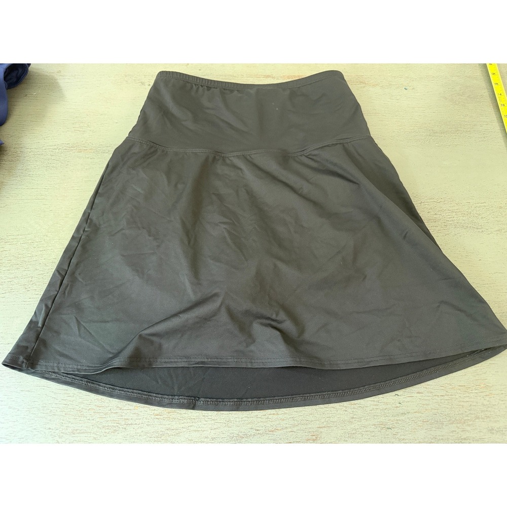 Lands End Black Swim Skirt with Built-in Brief Size 12 High Waist Active Skort